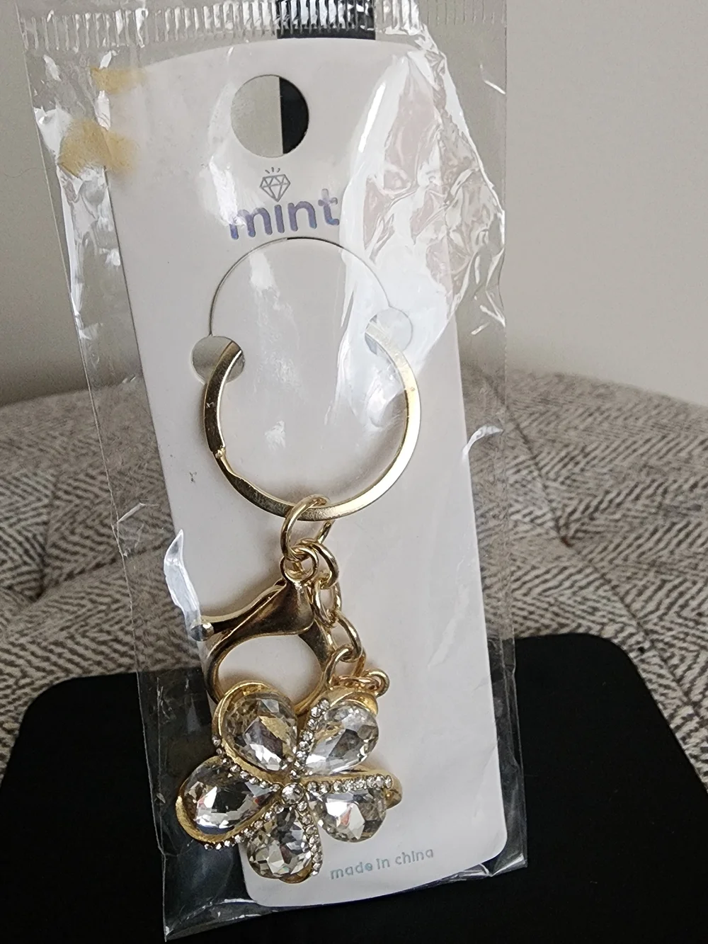 Gold Crystal Flower Keychain/Bag Charm